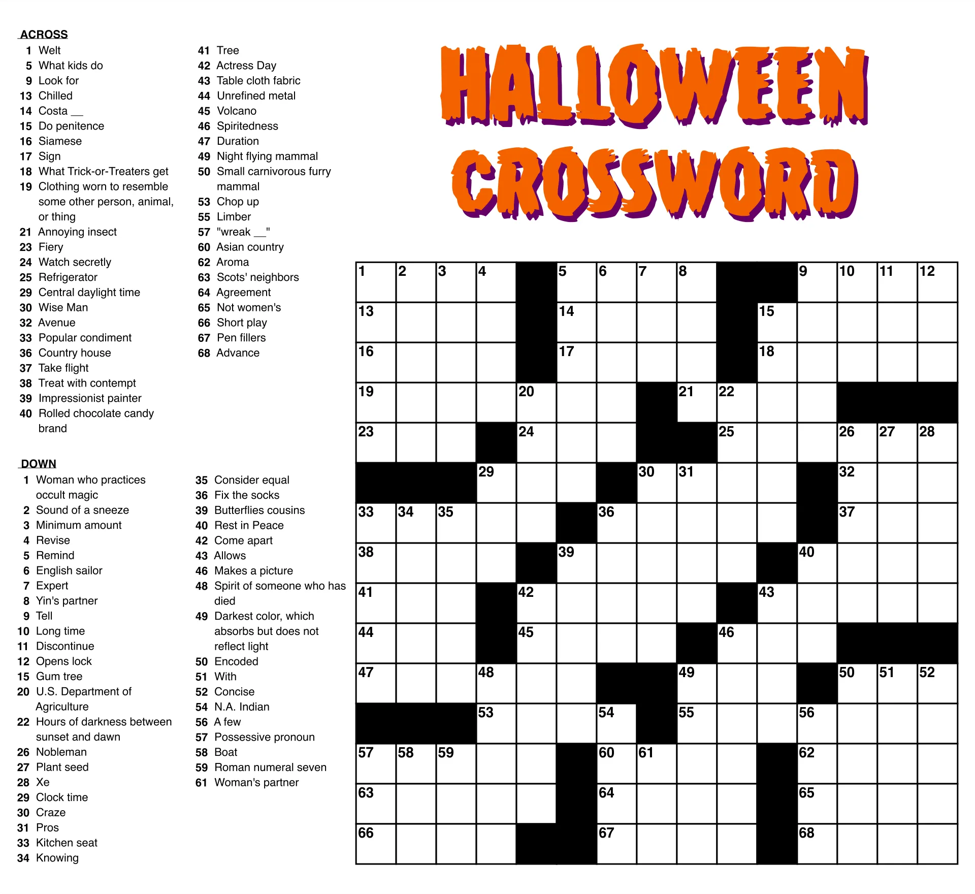 Free Easy Online Crossword Puzzles Free Printable Crosswords