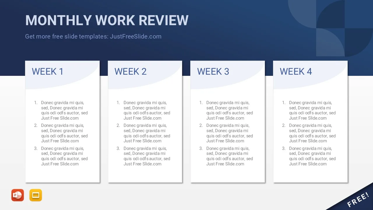 Free Monthly Work Review Template For Powerpoint Just Free Slide