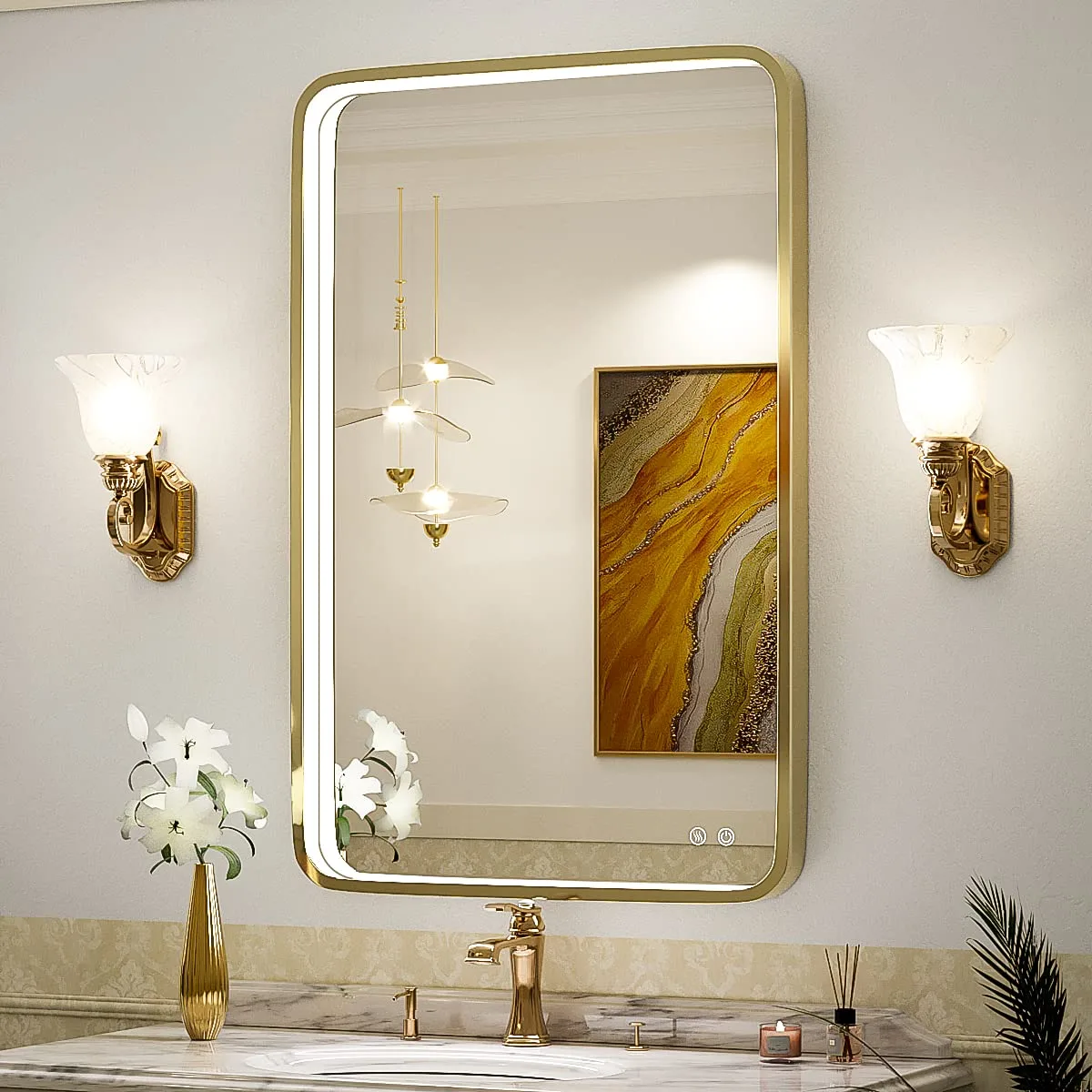 Ftoti 24X36 Inch Led Bathroom Vanity Mirror With Lights Wall Mounted Lighted Mirrors