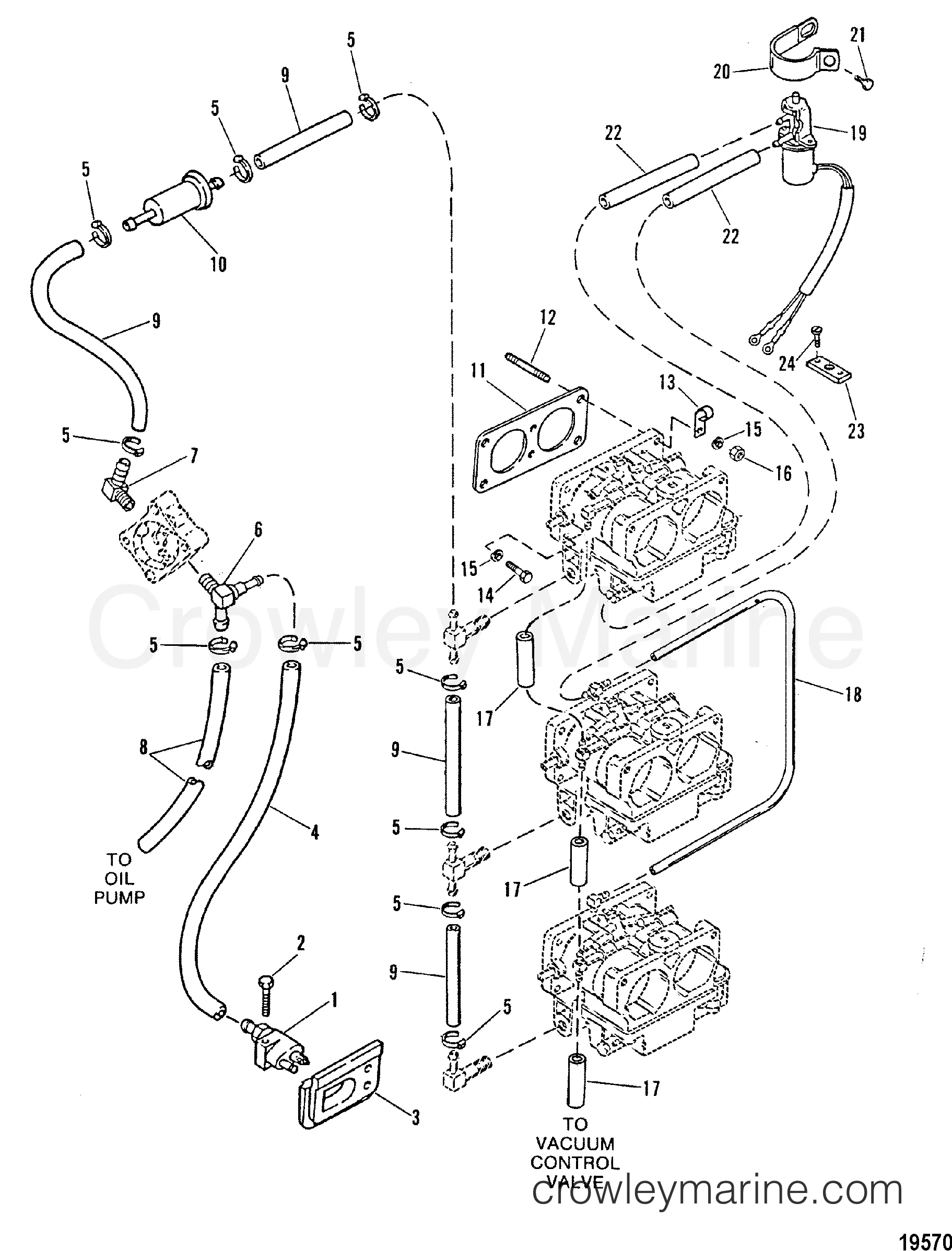 Fuel Lines 1990 Outboard 150 Xl 71504220D Crowley Marine