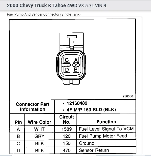 Fuel Pump Wire Colors And Diagram Needed