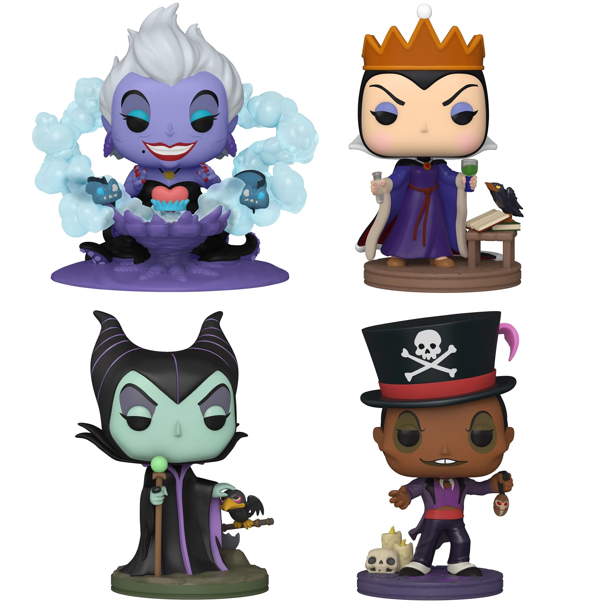 Funko Pop Disney Villains Collectors Set 4 Figure Set Ursula On Throne Deluxe Doctor