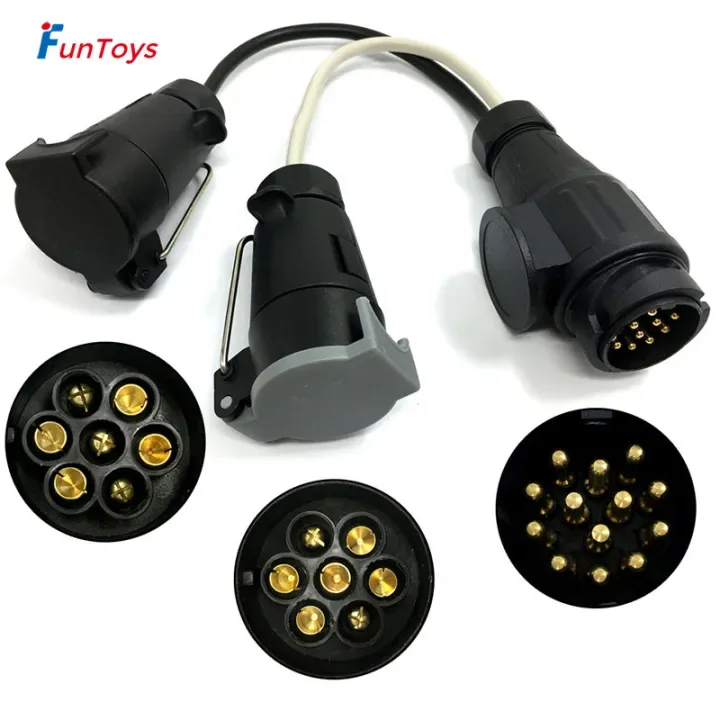 Funtoys 13 Pin Euro Plug To 12N 12S 7 Pin Sockets Adapter Trailer Wiring Connector For Caravan