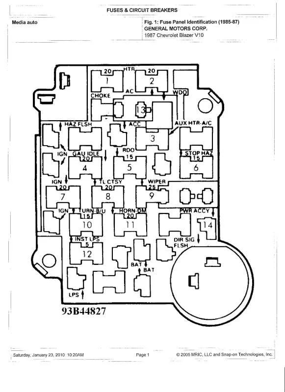 Fuse Box Diagram 1984 Chevy S10 Dd5 84 Silverado Fuse Box Di