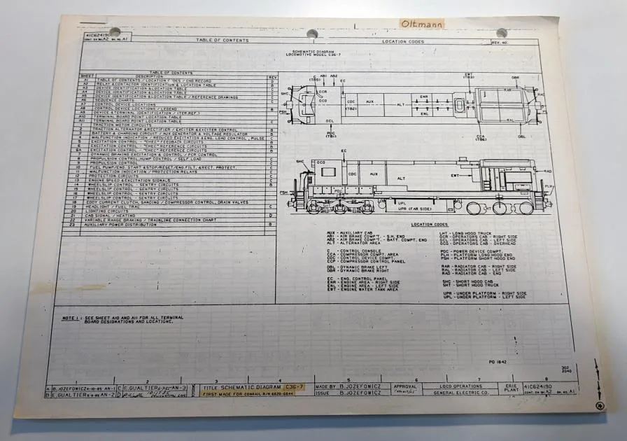 Ge Schematic Diagram For C36 7 Locomotives The Crhs S Conrail Artifact Archive