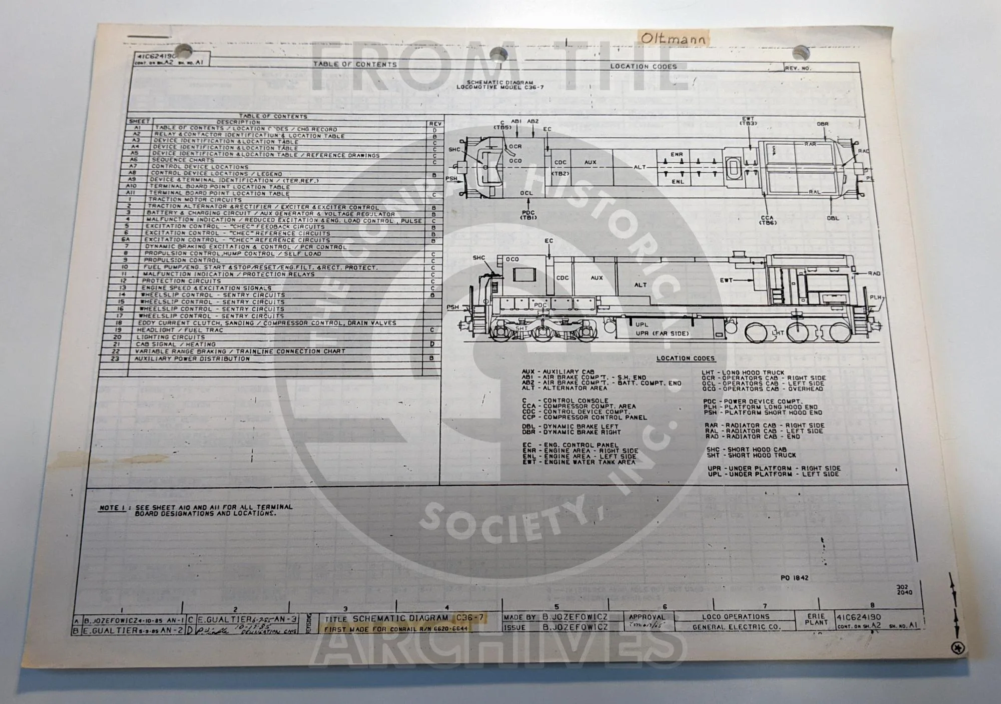 Ge Schematic Diagram For C36 7 Locomotives The Crhs S Conrail Artifact Archive