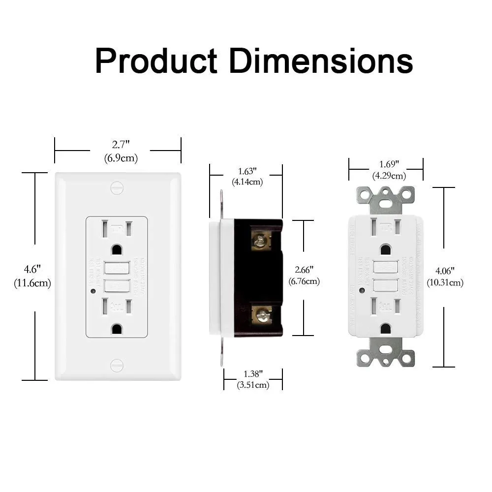 Gfci Receptacle Switch Socket 20A 120V Tamper Resistant Ground Fault Circuit Interrupter