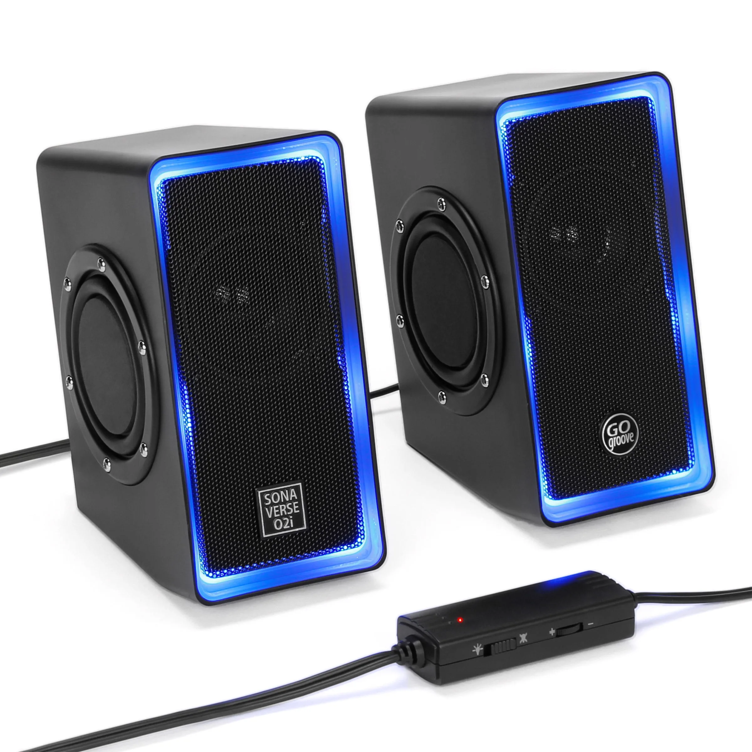 Gogroove Desktop Speakers For Laptop Computer Black With Leds Sonaverse O2I Gaming Computer