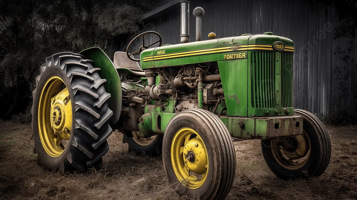 Green Tractor On The Dirt Background Tractor Picture John Deere Tractor Equipment Background