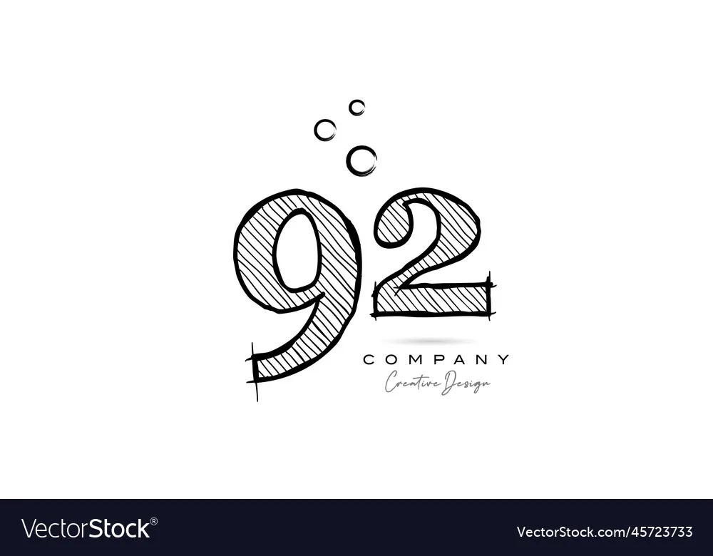 Hand Drawing Number 92 Logo Icon Design Royalty Free Vector
