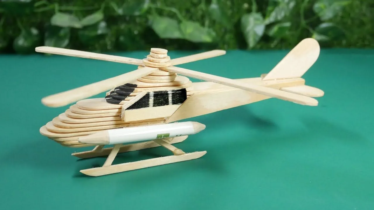 Handmade Army Helicopter Popsicle Stick Craft