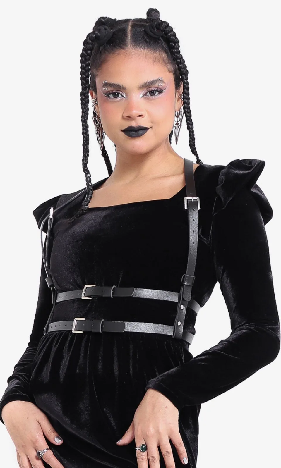 Harness Em Couro Vegano Preto Doom