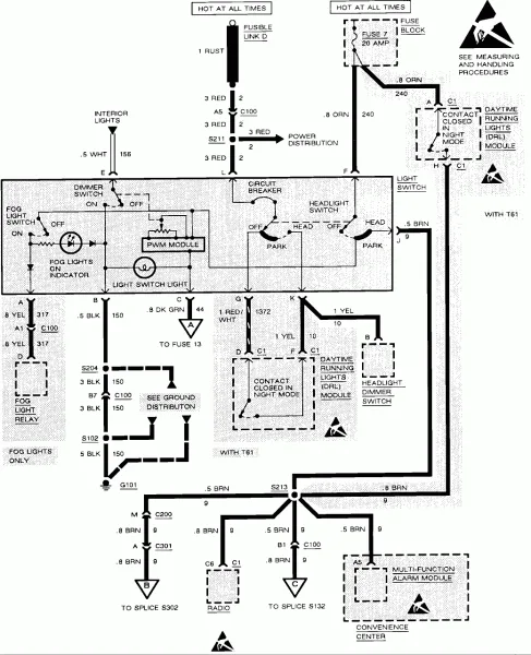 Headlight Wiring Diagram 92 Chevy Pickup 96 S10 2 2 Wiring D