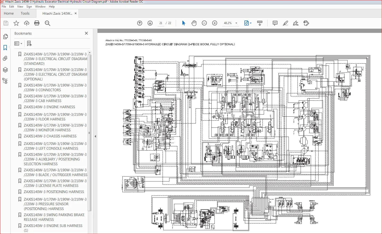 Hitachi Zaxis 140W 3 Hydraulic Excavator Electrical Hydraulic Circuit Diagram Manual Pdf
