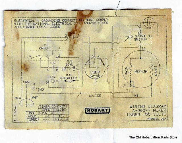 Hobart A200 Mixer Parts Diagram