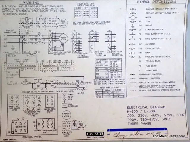 Hobart H600 L800 Mixer Wiring Diagram