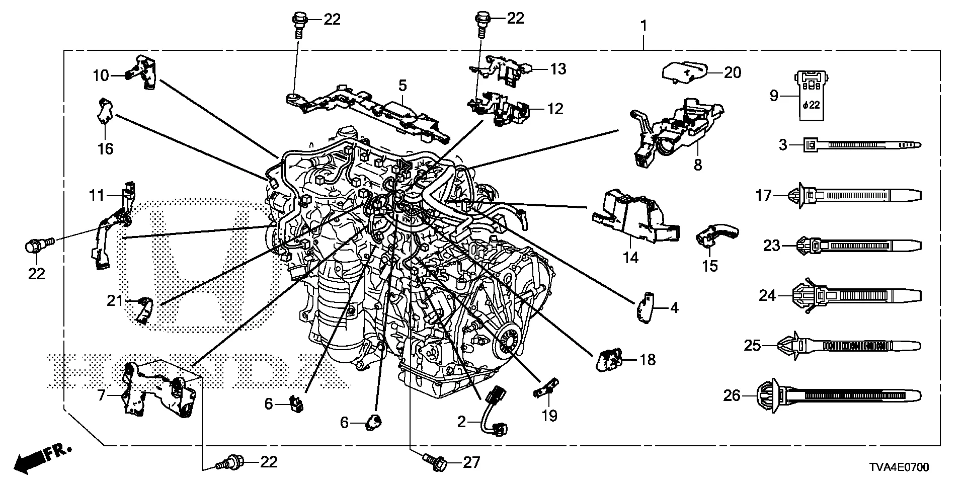 Honda Accord Cover Engine Wire Harness Holder Electrical 32129 6A0 A00 Honda Parts Center