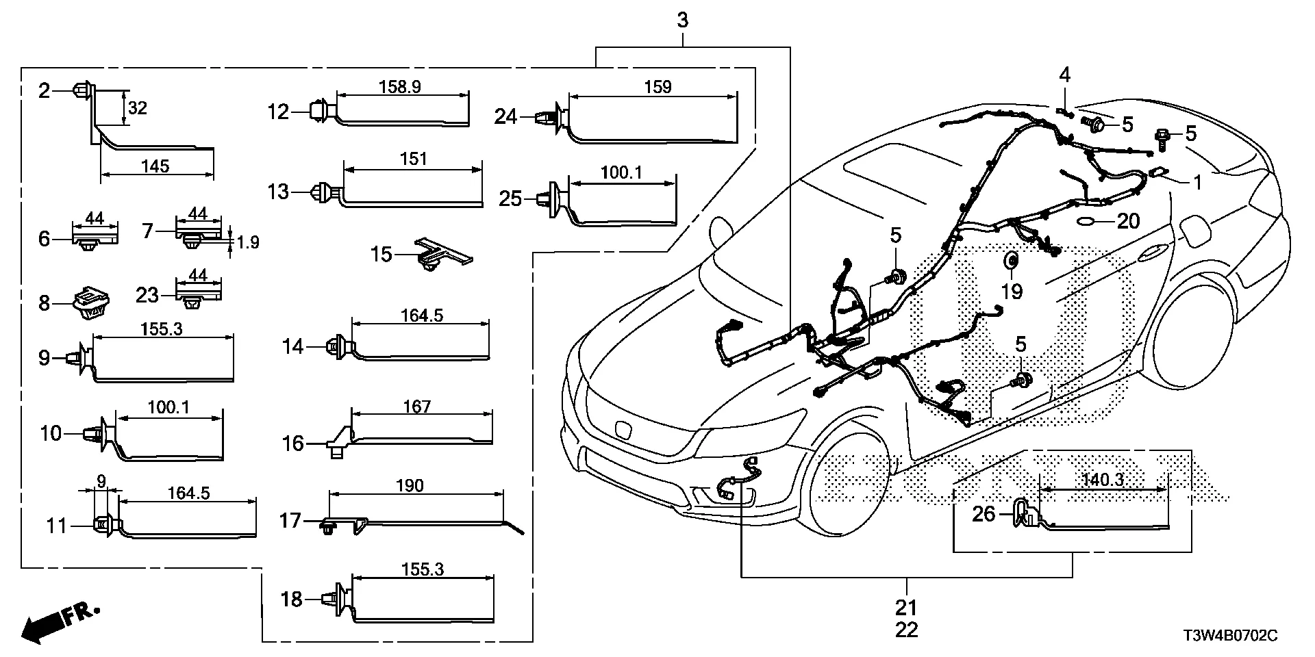Honda Accord Wire Harness R Side Electrical 32140 T3W A23 Honda Parts Center Irvine Ca