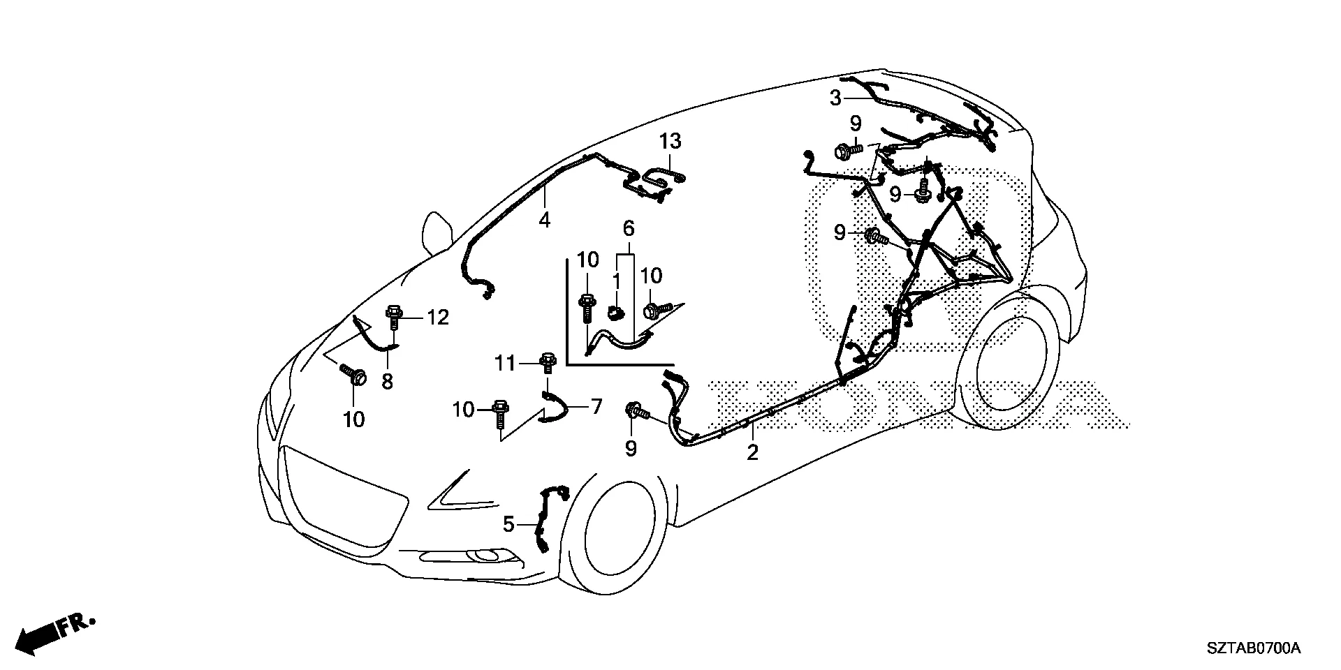 Honda Cr Z Wire Harness Driver Side Electrical 32107 Szt A13 Honda Parts Center Irvine Ca