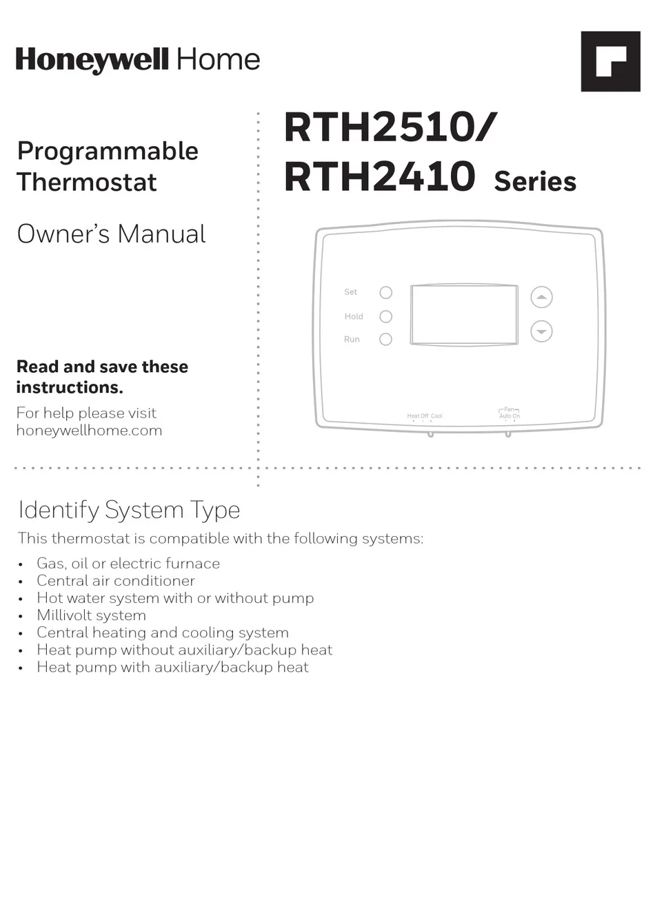 Honeywell Home Rth7600D Installation