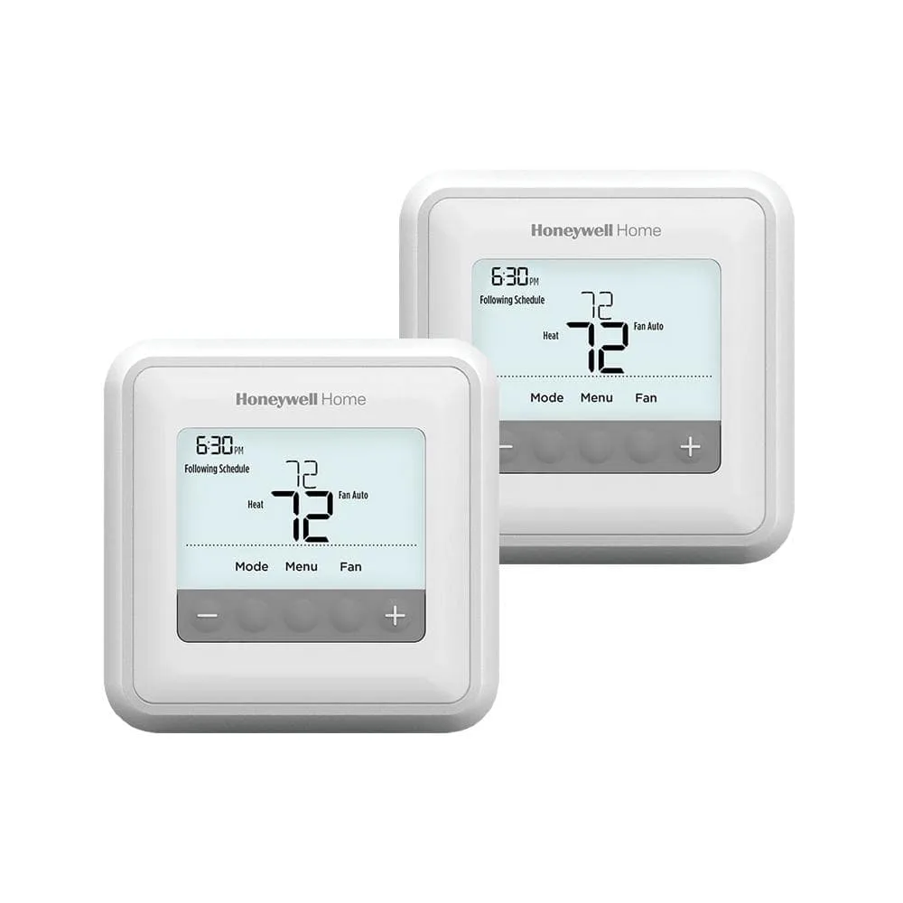 Honeywell T4 Pro 2 Day Programmable Thermostat 1 Heat 1 Cool 2 Pack Universal Mounting