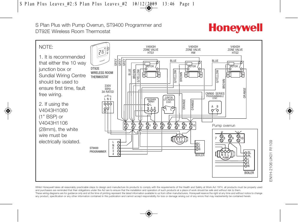 Honeywell Wiring Diagram S Plan Wiring Diagram