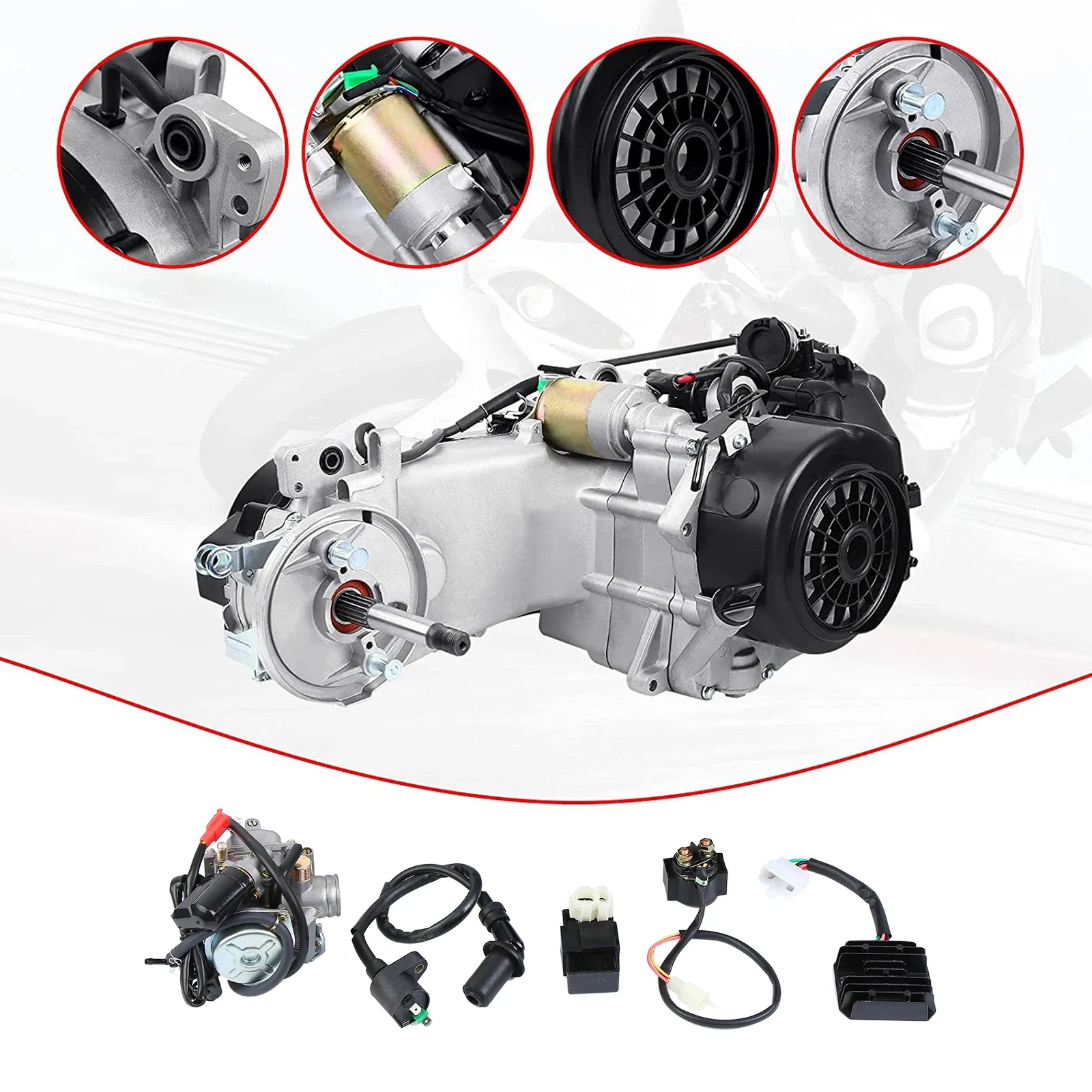 Honhill 4 Stroke Gy6 150Cc Engine Scooter Atv Go Kart Moped Motor Cvt Engine Set Gy6 150Cc