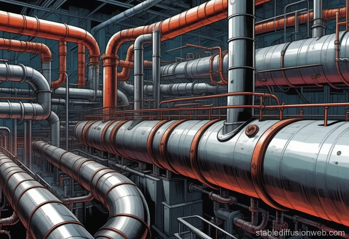 Horizontal Industrial Pipe Layout Stable Diffusion Online