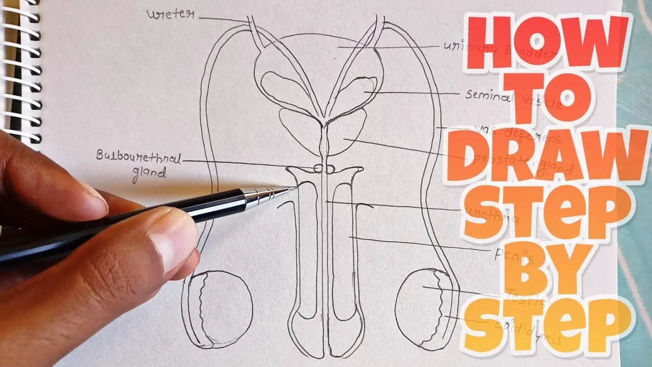 How To Draw Human Male Reproductive System Diagram Step By Step Labelled Diagram Vidoe