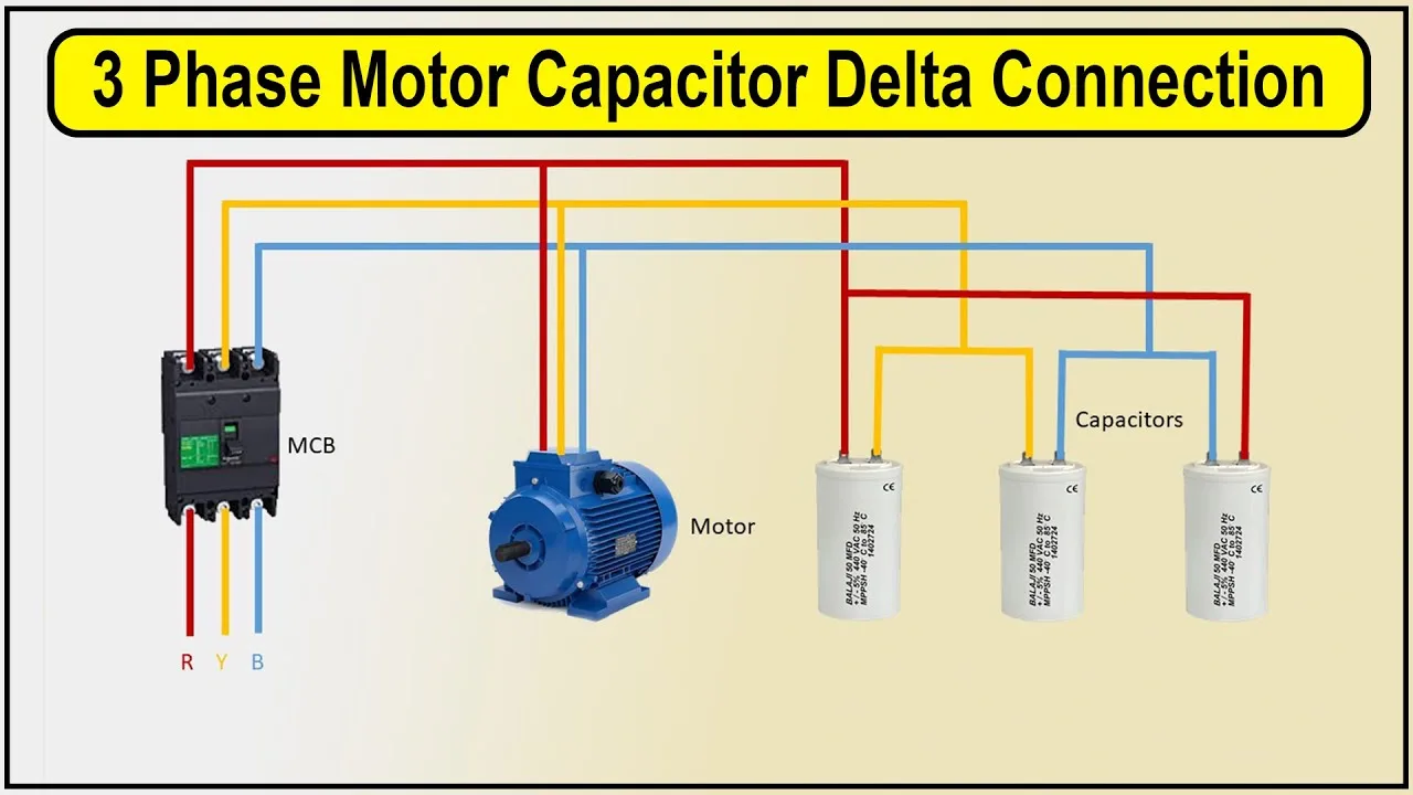 How To Make 3 Phase Motor Capacitor Delta Connection Wiring Diagram Motor Capacitor Wiring