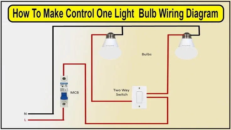 How To Make Control 1 Switch 2 Light Bulb Wiring Diagram Light Switch Connection Light Bulb