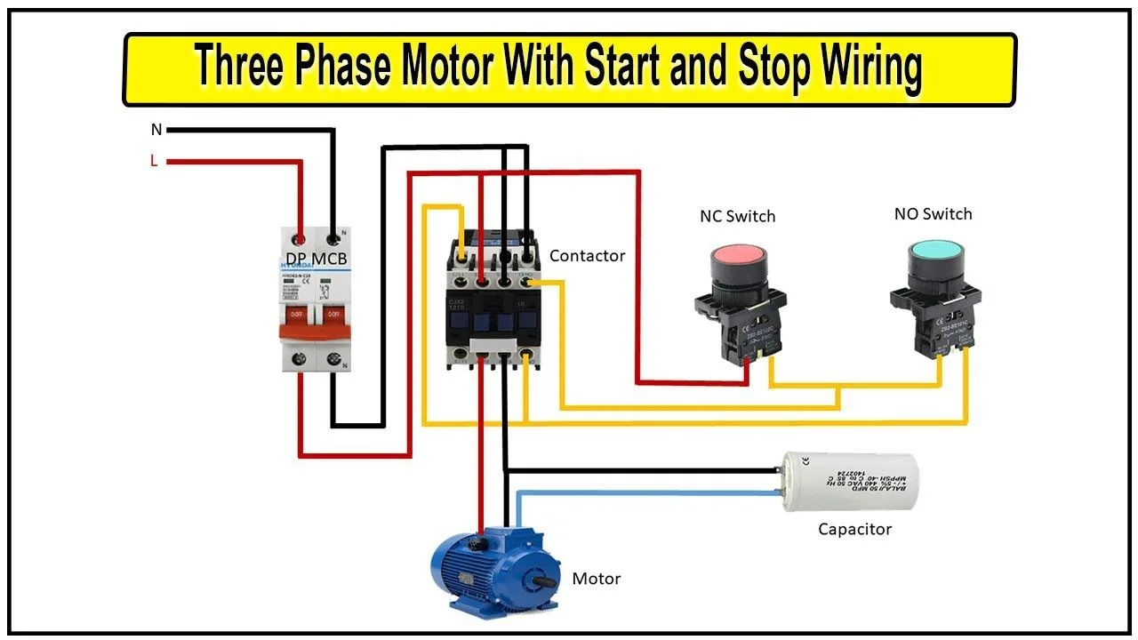 How To Make Three Phase Motor With Start And Stop Wiring Diagram 3 Phase Motor Switch Wiring