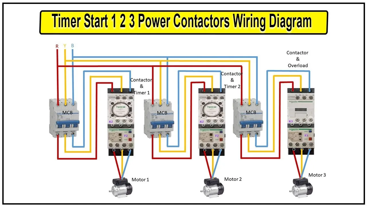 How To Make Timer Start 1 2 3 Power Contactors Wiring Diagram Timer Contactors Wiring Diagram