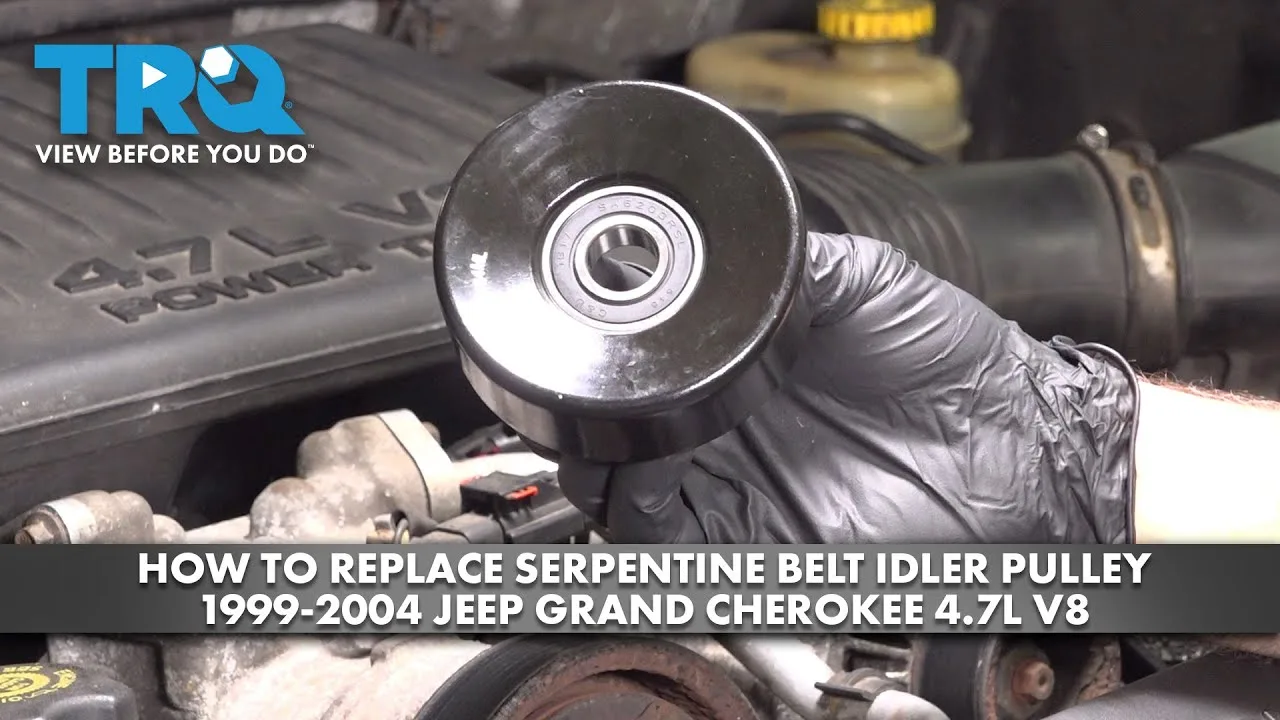 How To Replace Serpentine Belt Idler Pulley 1999 2004 Jeep Grand Cherokee 47L V8 1A Auto