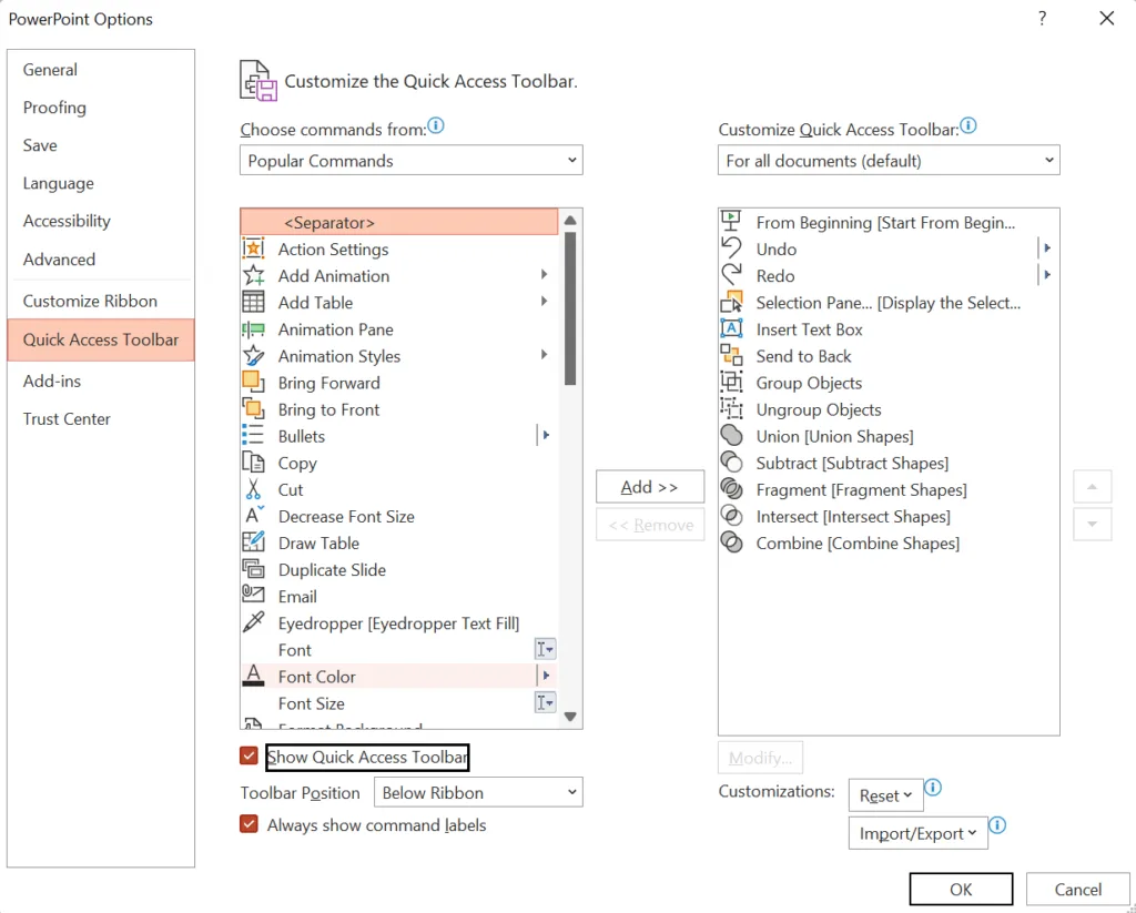 How To Set Up Your Quick Access Toolbar To Save You Time In Powerpoint Ethos3 A Presentation
