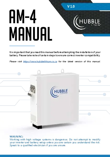 Hubble Am 4 Lithium Battery Installation Manual