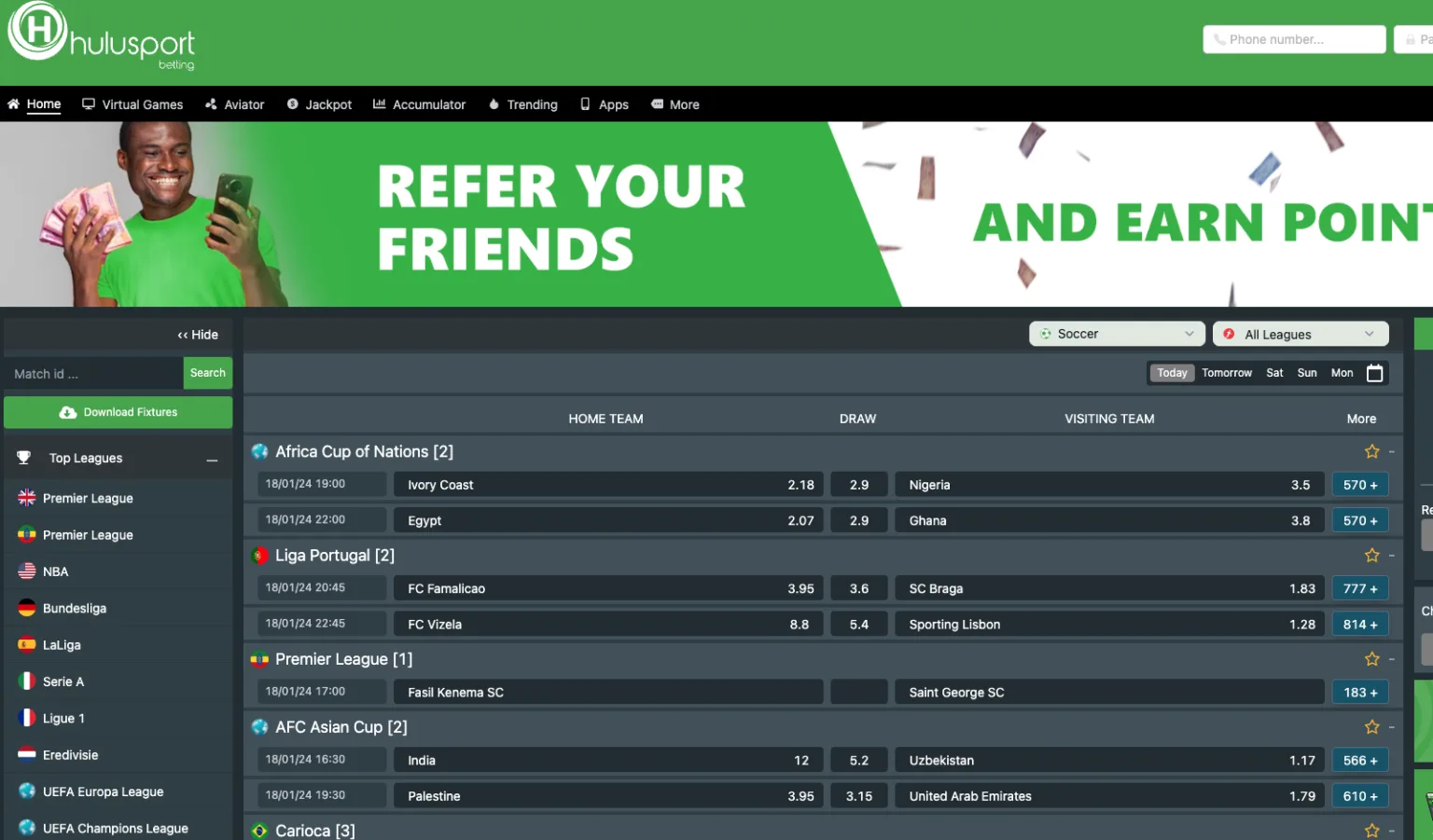 Hulusport Bookmaker In Ethiopia Full Review Bonus