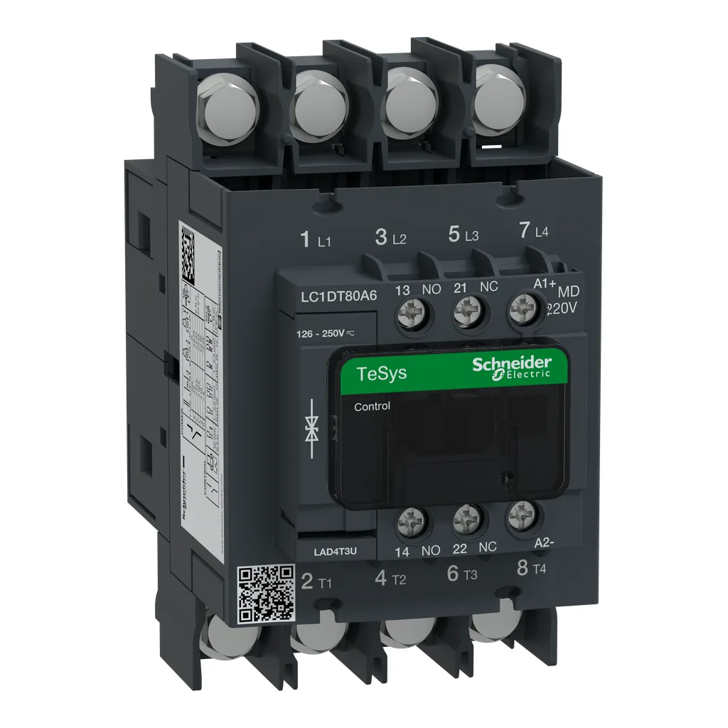 Iec Contactor Tesys Deca Nonreversing 80A Resistive 4 Pole 4 No 220Vdc Coil Open Style