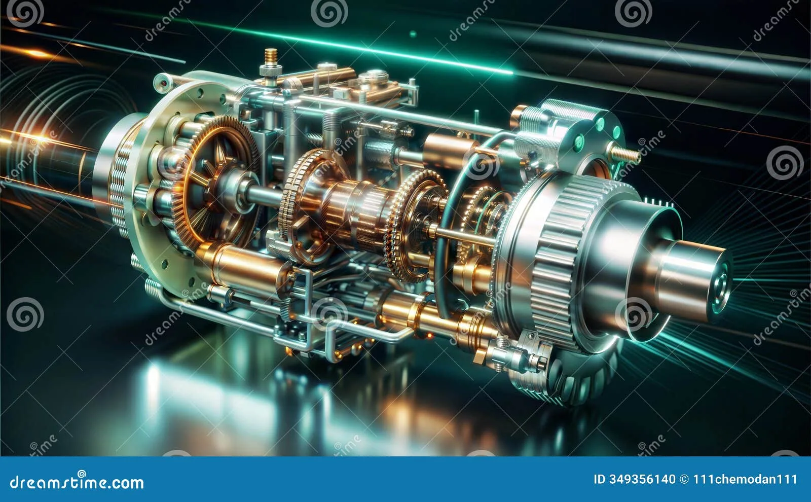 In Depth Diagram Of A Car Engine With Identified Gear Mechanisms And Components Stock