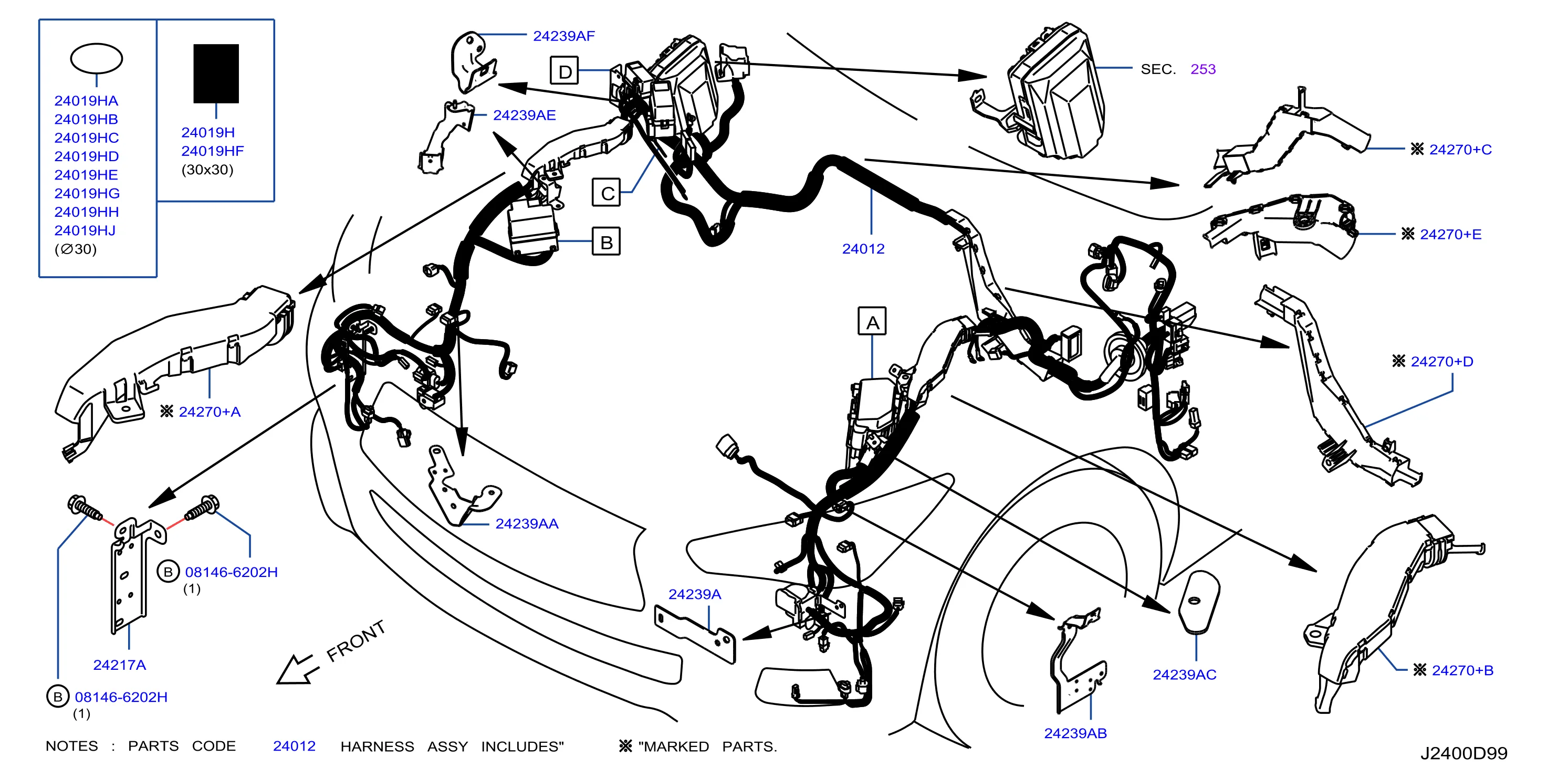 Infiniti M45 Engine Compartment Wiring Harness 24012 5Dv0A Genuine Infiniti Part