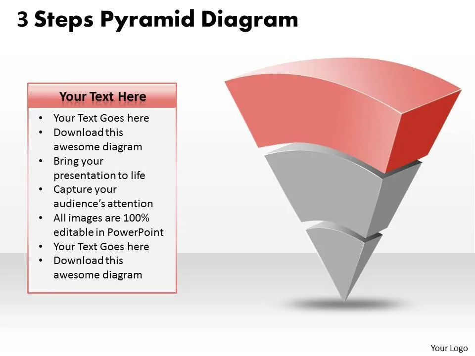 Inverted 3 Steps Pyramid Diagram Presentation Graphics Presentation Powerpoint Example
