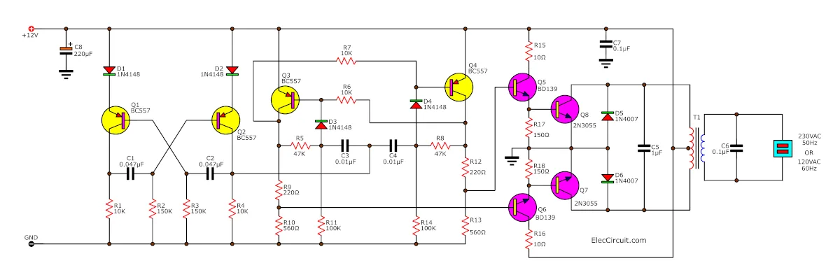 Inverter Circuit 500W 12V To 220V