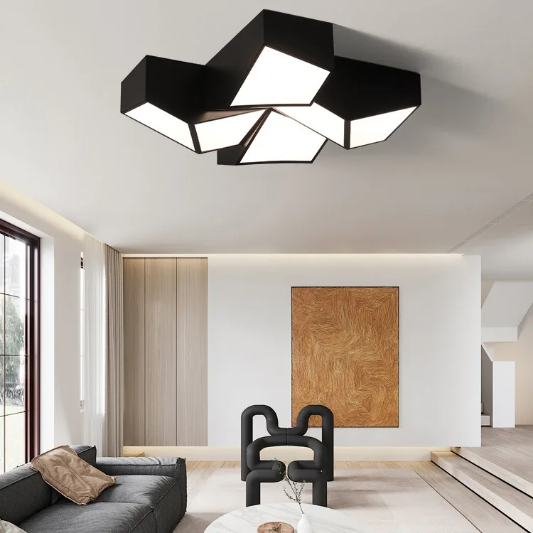 Iron Black Led Ceiling Light Fixtures 3 Colors Dimming Led Light Fixtures And Ceiling Mounted