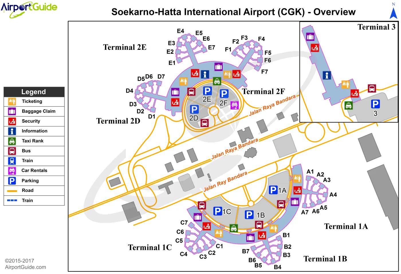 Jakarta Soekarno Hatta International Cgk Airport Terminal Map Overview Airport Map