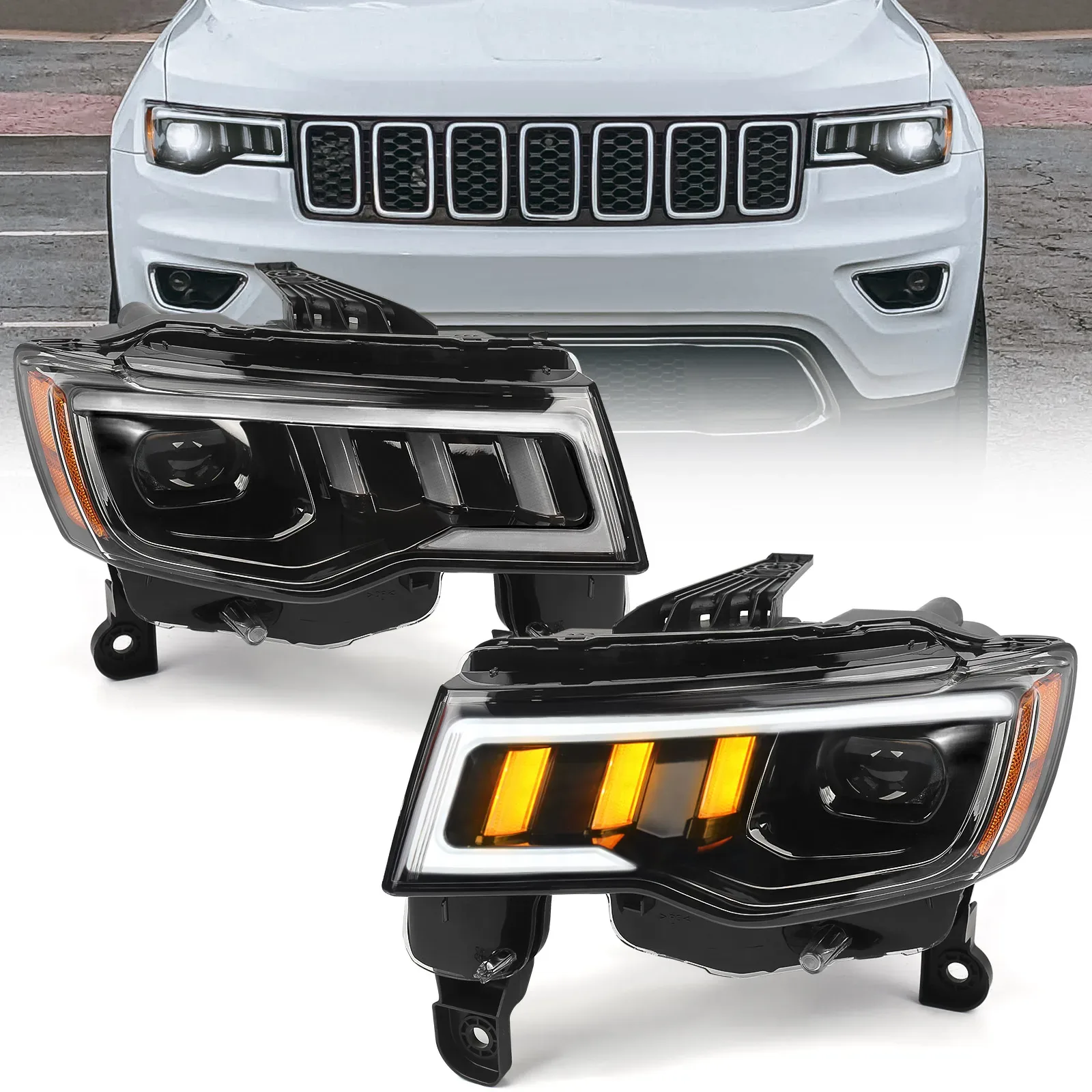 Jeep Grand Cherokee Headlights 2017 2021 Led Upgrade