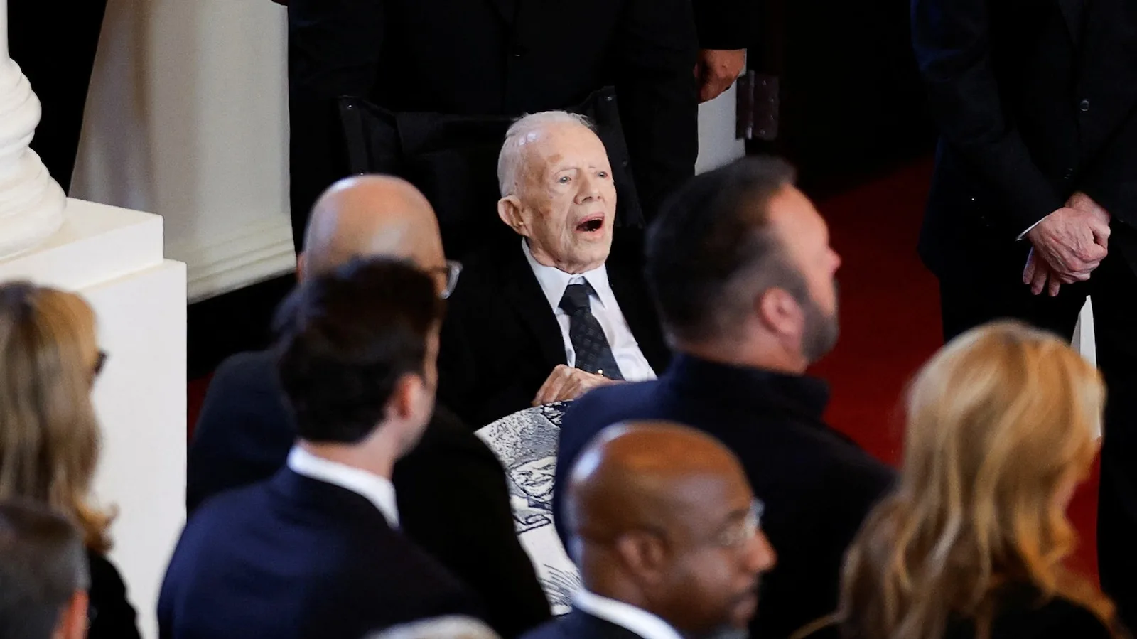 Jimmy Carter Attends Memorial Service For Wife Of 77 Years Rosalynn Carter Abc News