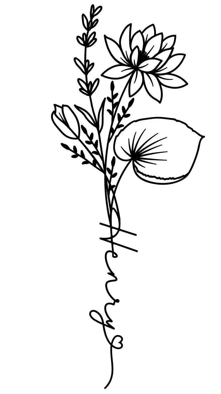 July Birth Flower Tattoo Design Water Lily Flower Name Tattoo Tattoo Design With Flower Name