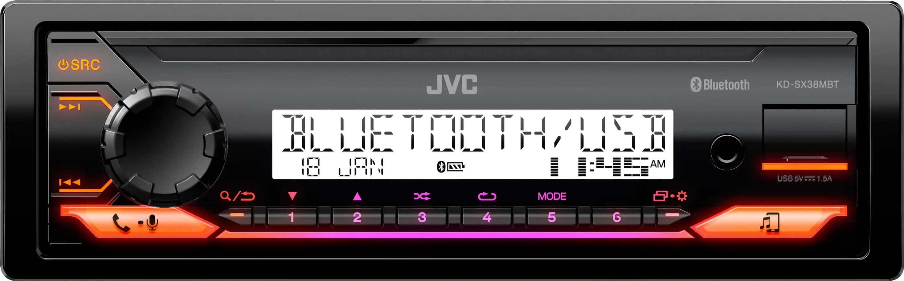 Jvc Bluetooth Digital Media Dm Receiver With Glare Free Display And Variable Color Black Kd