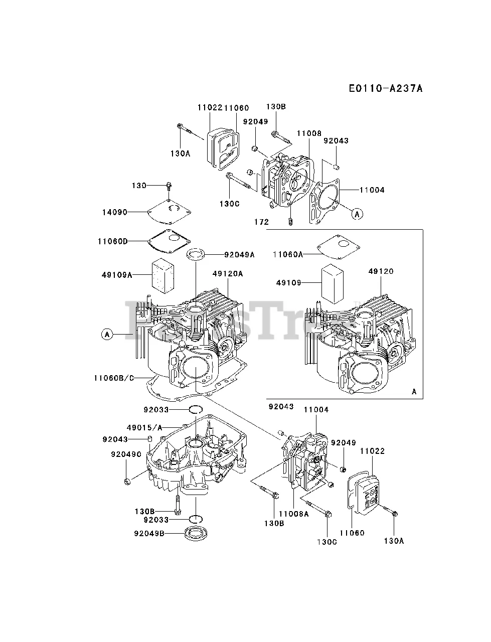 Kawasaki Fh500V Bs09 Kawasaki Engine Cylinder Crankcase Parts Lookup With Diagrams Partstree