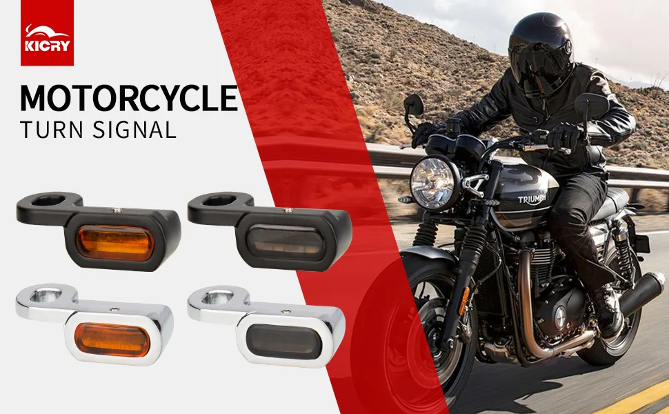 Kicry Led Motorcycle Handlebar Turn Signal Lights Front Universal Mini Size Blinkers